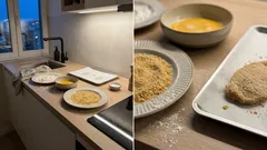 Para o empanado não se colar aos dedos: a regra da mão seca e da mão húmida